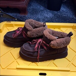 UGG Brown and pink Shearling Boots size 10 women’s